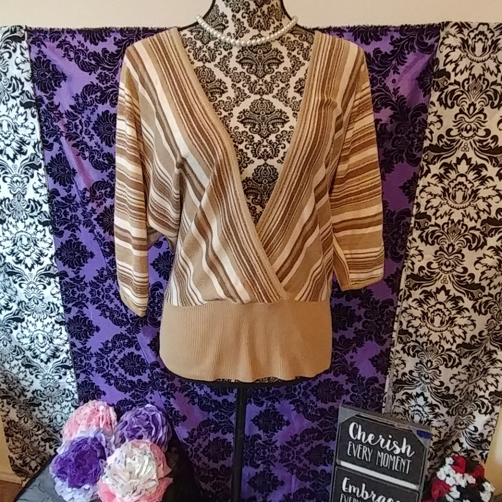 Tan striped sweater size M New York & Co.